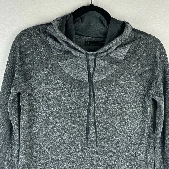 Under Armour Sweatshirt Women's Size S Threadborne HeatGear Hoodie Athletic Gray - Picture 4 of 8